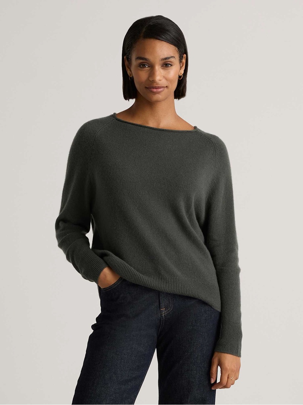 Quince Mongolian Cashmere Boatneck Sweater - Moss